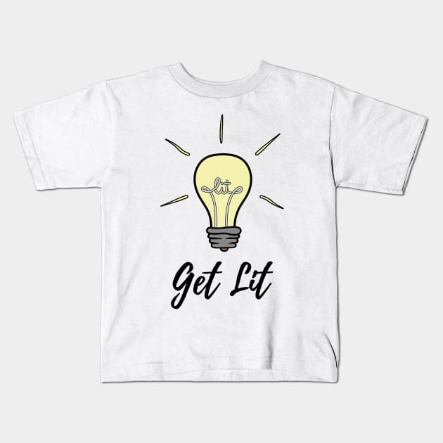 LIT AF light bulb electronic technician funny gift Kids T-Shirt by MrTeee